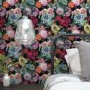 RoomMates RMK11717RL Red and Blue Vintage Floral Blooms Peel and Stick Wallpaper (Red & Blue)