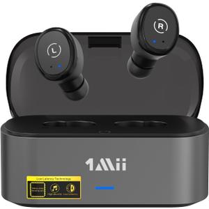 1Mii Wireless Earbuds for TV Watching, TV Headphones Wireless for Seniors with Transmitter Charging Base, Low Latency, Plug and Play, Compatible with TVs with Optical, AUX, or RCA Audio Output