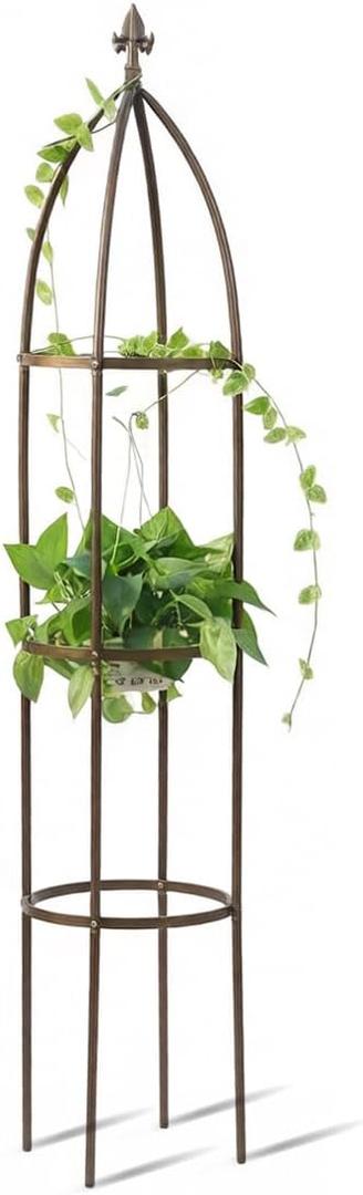 100% Metal Obelisk Garden Trellis 5.5 Feet Tall Sturdy Plant Support for Climbing Vines and Flowers Stands,1pc Upgrade (Bronze, Medium)