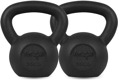 Yes4All 35lb Kettlebell Set of 2 Cast Iron for Dumbbell Weights Exercises, Gym, Fitness, Full Body Workout Equipment Push up, Grip and Strength Training