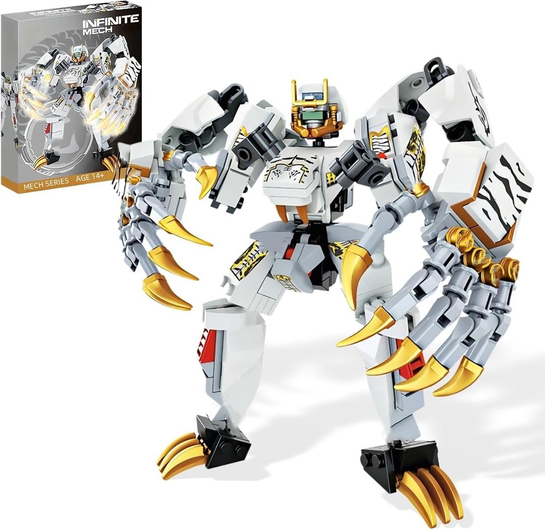 Mech with Cool Tiger Claws Building Kit, Collectible Warrior Super Battle Hero Display Model, Creative Gifts Sets for Teens Age 14+ or Adults (323 Pieces)