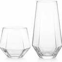 Oojami 48 Pack Diamond Clear Unbreakable Stemless Plastic Glasses 24 9oz Stemless Champagne Flutes & 24 12oz Cups BPA-Free, Disposable, Shatterproof Drinkware for Weddings, Bars, Events, and Parties
