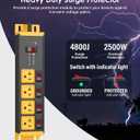 CCCEI Heavy Duty Surge Protector Power Strip 20 Amp Individual Switches. 4FT 12 Gauge Extension Cord with Multiple Outlets. Kitchen, Garage, Shop, Industrial Wall Mount Electric Extender, Yellow.