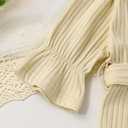 YOUNGER TREE Kids Toddler Baby Girls Summer Outfit Off-Shoulder Sunflower Overall Romper Jumpsuit Short Trousers Clothes (12-18 Months, Beige)