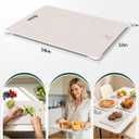 Tempered Glass Cutting Board Set, Large 12x16 Glass Cutting Board for Kitchen with 4 Non-Slip Feet, Heat & Shatter Resistant, Dishwasher Safe, Includes Bonus Sponge & Cloth,Perfect Kitchen Gift-Beige (Beige-Nano Etched Finish)