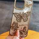 BITOBE Designed for iPhone 14 Plus Case, Cute 3D Butterfly Case Slim Plating Glitter Bling Luxury Cover for Women Girls Protective Camera Protection Bumper 6.7" Gold