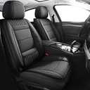 Chezope Full Set Leather Car Seat Covers-Waterproof Durable Automotive Protection Seat Covers Fit for Most Cars, SUVs, Sedans & Trucks (Black)