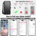 Defencase Compatible with iPhone 15 Case Wallet with RFID Blocking Card Holder for Women and Men, Fashion PU Leather Magnetic Snap Flip Zipper Strap Wallet Phone Case Fit for iPhone 15 6.1", Black