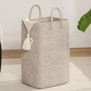 Tall Laundry Basket,Woven Cotton Rope Laundry Hamper Sorters,Versatile Storage for Dirty Clothes,Baby Toys,and Blankets in Bathroom, Nursery,and Living Room (Brown, 36L)
