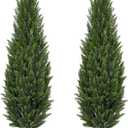 Briful 5FT Artificial Cedar Topiary Trees Set of 2 Realistic Faux Cedar Pines in Pots, UV Resistant Outdoor Porch & Entryway Plants, All-Season Evergreen Decor for Patio, Farmhouse & Holiday