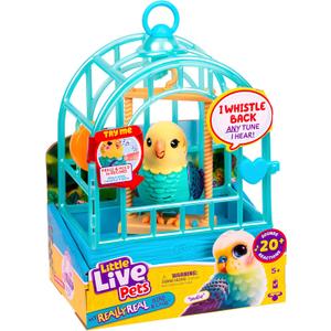 Little Live Pets My Really Real Talking Bird Toy & Cage - Indie, Interactive Voice Repeating Toy, 20+ Sounds & Reactions, Talking Toys for Kids 5-7