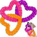 Civaner Valentines Day Dog Toys Puppy Teething Chew Toys Pink Purple Orange Love Heart Shape Puppy Teething Comfort Aid for Small Medium Large Breeds Dogs