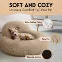 PetJett Calming Dog Beds for Small Dogs 23" Donut Dog Beds, Anti-Slip & Washable Puppy Bed - Fluffy Plush Faux Fur Pet Bed, Anti-Anxiety Premium Comfort Round Pillow, Fits Dogs up to 25 lbs Beige, small