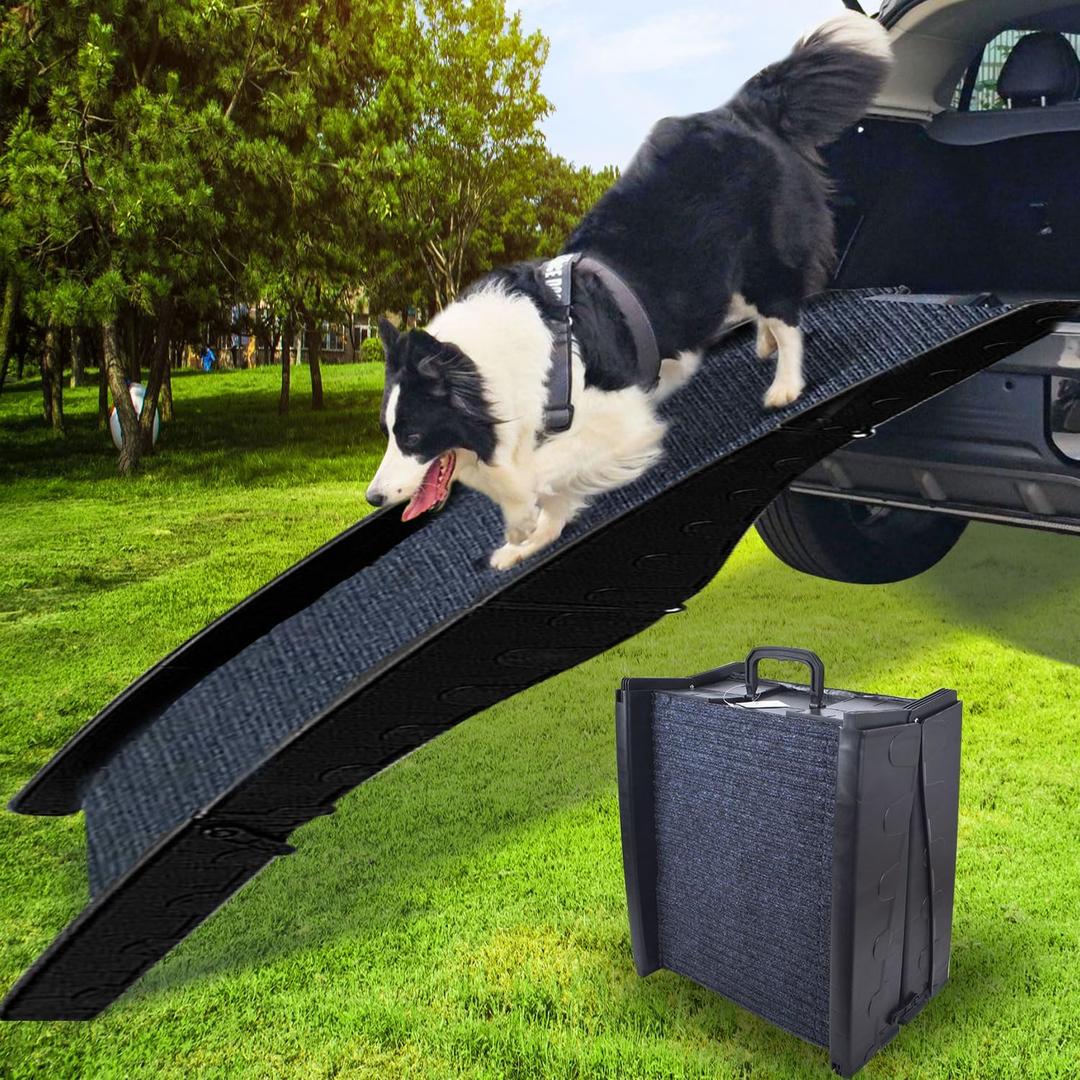 Dog Ramp for Car, Pet Ramp with Removable Non-Slip Pads for Large Small Medium Dog Cat, 60''x16'' Folding Pet Ramp to Get on Truck SUV Van Up to 150LBS, Car Ramp for Pets Outdoor Indoor (61in*15.7in)