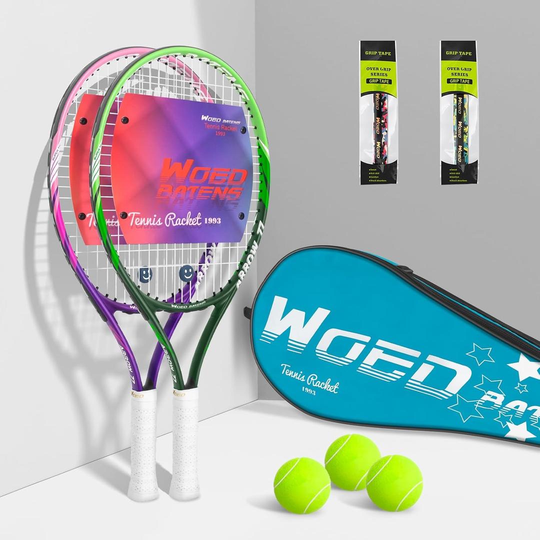 19" 23" 25" Kids Tennis Racket Junior/Youth Tennis Racquet with Tennis Ball Carry Bag Over grips Vibrations Dampers
