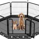 Dog Playpen Bottom Pad Fits for 24 Inch 8 Panels Metal Exercise Pet Playpen, Dog Crate Pad Puppy Playpen Pad, Elastic Band Connections.(Note: Playpen Not Included) -Black