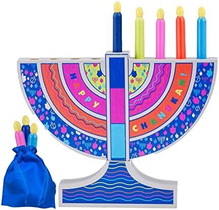 Rite Lite My Play Wooden Menorah with Removable Wooden Candles - Colorful Chanukah Menorah for Kids Hanukkah Gifts Decorations Centerpiece, Jewish Holiday Party Favors Rite Lite My Play Wooden Menorah with Removable Wooden Candles - Colorful Chanukah Menorah for Kids Hanukkah Gifts Decorations Centerpiece, Jewish Holiday Party Favors