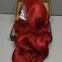 RONGDUOYI Red Lace Front Wig 13x4 Long Body Wave Synthetic Hair for Women 24Inches Glueless Free Part Natural Hairline Daily Use Cosplay Party Wigs