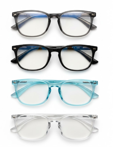 Blue Light Glasses for Woman Men | 99% Blue Light Blocking Glasses for Computer Gaming TV Phone Screen Square Frame | Anti Eyestrain & UV Glare Protection - 4 Pair