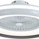 Ceiling Fans with Lights and Remote, 22 Inch Enclosed Bladeless Dimmable Ceiling Fans Flush Mount, Black Modern Low Profile Ceiling Fan with Light for Bedroom, Kitchen, Living Room, Dining Room