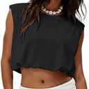 Lepunuo Womens Summer Tops Bubble Hem Tank Tops Sleeveless T Shirts Trendy Crew Neck Cotton Blouses Spring Outfit XL
