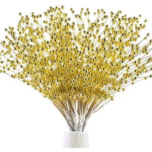 50pcs 4mm Pearls String Beaded Bouquet Spray Sticks for Bridal Beaded Wedding Party Table Decorations (Gold) 50pcs 4mm Pearls String Beaded Bouquet Spray Sticks for Bridal Beaded Wedding Party Table Decorations (Gold)