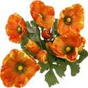 5Pcs Artifical Real Touch PU Anemone Flower Bouquet Room Home Decor (Orange)