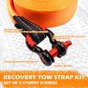 Offroad Recovery Strap Kit, 3" x 30ft Tow Strap+ Shackle Hitch Receiver 2 inch 42000 Lbs+D Ring Shackles+Bag, 4x4 Winching Accessories