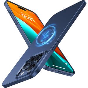 TORRAS Magnetic Slim Fit Designed for iPhone 15 Pro Case 2023, [Compatible with MagSafe] [Ultra Thin] Protective Matte Hard PC Cover Anti-Scratch Phone Case for iPhone 15 Pro, Navy Blue