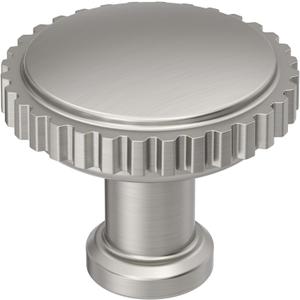 2 x Amerock Farewind 1-1/4 inch (32 mm) Diameter Satin Nickel Cabinet Knob, BP37800G10
