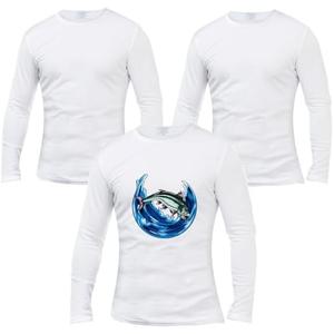OKBA 2 PCS Sublimation Blank T-Shirts Round Collar Long Sleeves Adult White Polyester t Shirts Large