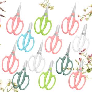 12 Pcs Gardening Tools Flower Scissors Flower Bar Supplies Pastel Rainbow Color Pruning Scissors Floral Shears Stainless Steel Garden Clippers Cutters for Branches Leaves, Gift for Women(Cute Color)