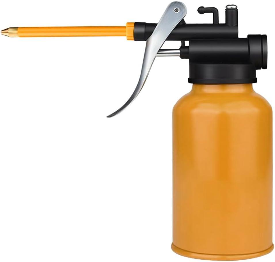 Metal Oil Can, Lubrication Oil Gun with Straight & Flexible Spout, 250ml Multipurpose Hand Pistol Pump Oiler, Universal for Lubrication Need of Cars, Bikes, Machines (Plastic)
