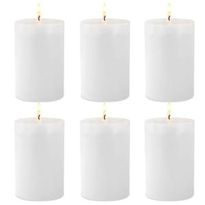 2.75“ x 4” Hand Poured Unscented Candles, Dripless Pillar Candles Set of 6, Long Burning, Clean and Neat, Burn Time Approx. 90 Hours, Rustic, Weddings, Dinner Parties, Christmas, and Home Décor