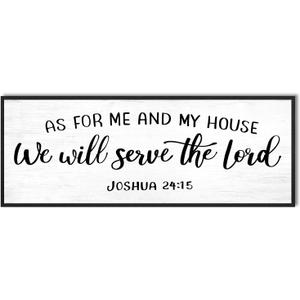 As for Me and My House We Will Serve The Lord Bible Verses Wall Decor: Christian Wall Art Jesus Scripture Religious Home Decor Rustic Farmhouse Pictures Sign Large Framed 40''x15''