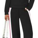 XIEERDUO 2 Piece Sets for Women Fall Fashion Must Have Teachers Airport Outfits 2025 Winter Clothing Lounge Sets Sweatsuits (Medium, Black Pink)