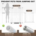 51.18" Extra Tall Cat Gate for Door Way Auto Close, 30"-40" Adjustable Width Pet Gate with 2.75" and 5.5" Extension Kits, No Drilling Pressure Mount Kit, White