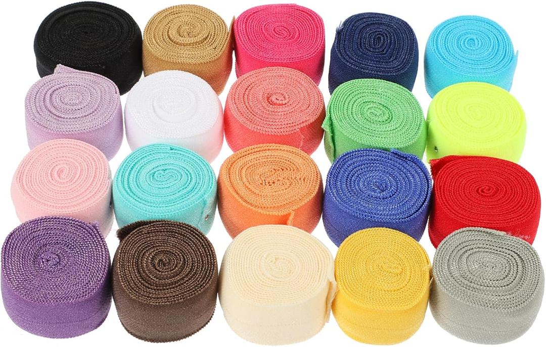 HOMSFOU 20 Rolls Knitted Elastic Bands 1.5cm Wide Stretchy Elastic for Clothing Diy and Crafts