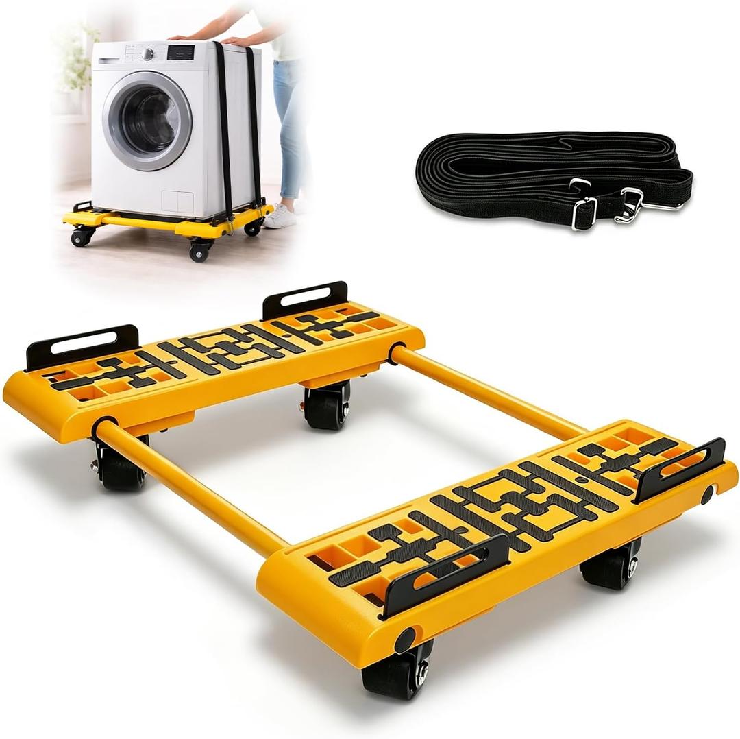 2200LBS Heavy Duty Moving Dolly with Elastic Strap, Expandable Furniture Dolly Cart Up to 54" Wide, All Terrain Used for Moving Appliances, Furniture & Construction Materials