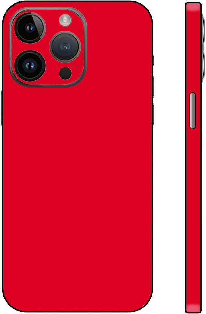 Skin Wrap Compatible with iPhone 15 Pro, Vinyl Decal Sticker Cover Protective Film for Phone Back, Camera, Frame (Red)