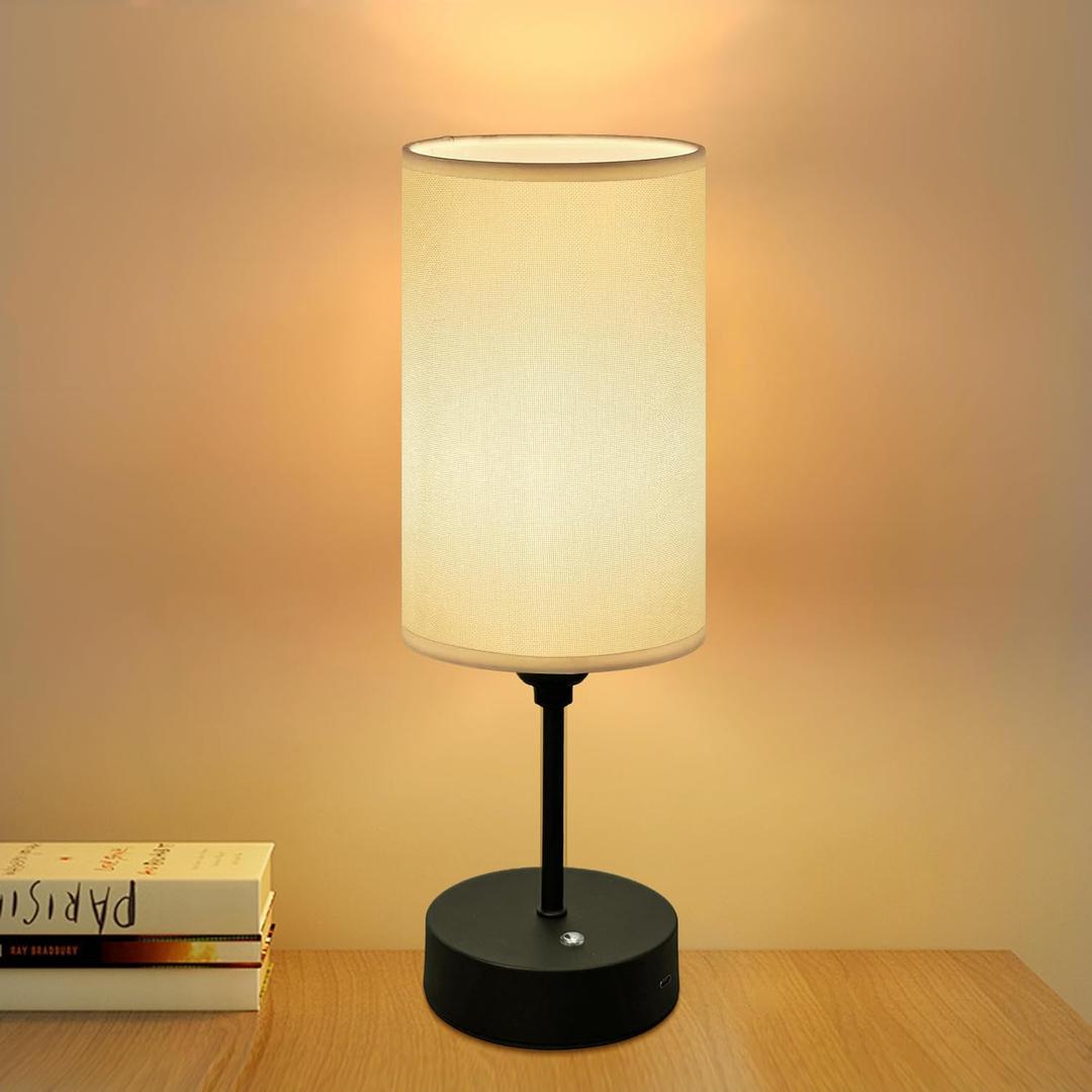 Cordless Lamps Table Lamp Warm Small Light Bedroom Office Desk Battery Operated Rechargeable Dimmable Touch 5000mah Led Portable Outdoor Memory Night Patio Dining Wireless Restaurants Home (Black)