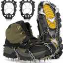 24 Spikes Crampons for Shoes, Anti Slip Ice Cleats for Shoes and Boots, Traction Ice Snow Grip with Stainless Steel Spikes and Silicone Men Women for Hiking, Walking, Climbing, Jogging,Fishing (Large)