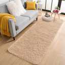 OLANLY 3x12 Machine Washable Runner Rugs for Hallway, Soft Fluffy Shaggy Bedside Rugs for Bedroom, Living Room, Indoor Floor Carpet for Kids Girls and Boys, Nursery Rooms, Home Decor Aesthetic, Beige