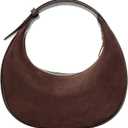 Herald Suede Crossbody Bag for Women, Vintage Hobo Handbag Crescent Shoulder Purses with Adjustable Strap Winter Fall