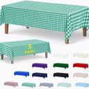 ABCCANOPY 5 Pack Rectangle Polyester Tablecloth 54 x 108 Inch Checkered Indoor Outdoor Stain-Resistant Washable Heavy-Duty Fabric Table Cover Elegant Home Decor Turquoise and White Gingham
