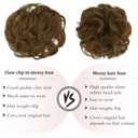 RUWISS Claw Clip Messy Bun Hair Piece Real Human Hair Buns Wavy Curly Chignon Hair Bun Extensions Tousled Updo Claw Clip Ponytail Hairpieces (Light Brown)