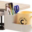 Desk Side Storage Organizer No Drill Clamp-On Laptop Holder with Pen Holder, Under Desk Storage Shelf for Home Office, Fits Flat Edge Tables 0.3"2.8", Desktop Shelf & Workspace Organizer