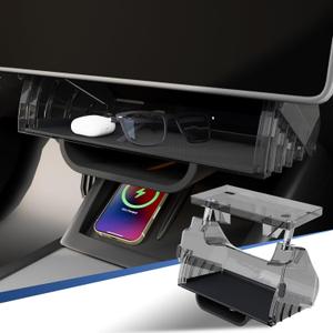 Klutchtech for Tesla Model Y Juniper Under Screen Storage Organizer 2025-2026/Model 3 Highland 2024-2026, Hideable Center Console Organizer Tray for Tesla Model Y Juniper Accessories, Black