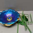 2 Pack Bird Baths for Outdoors, Colorful Metal Bird Bath for Outside, Hummingbird Bath with Five Stakes, Garden Flower Small Birdbath for Garden Decor, 31.3" H x 10.63" Dia (Blue,Yellow)