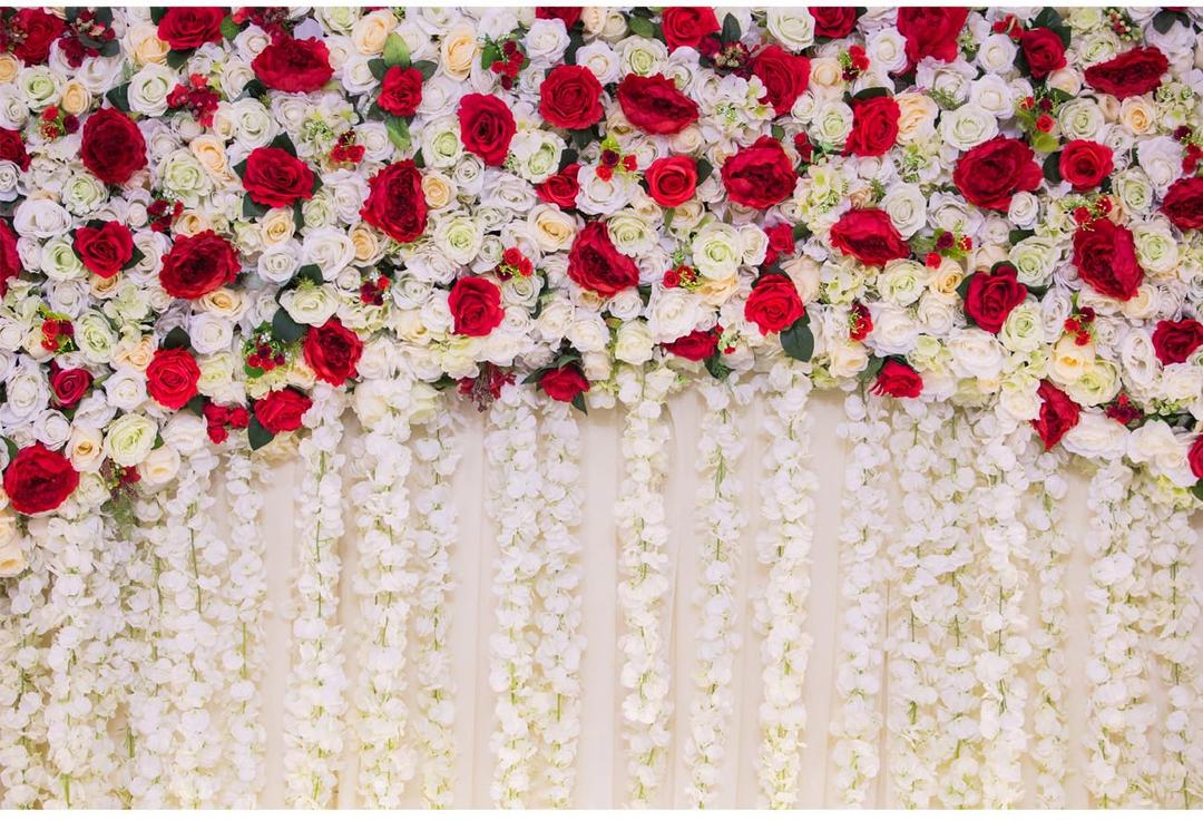 10X8FT Red Rose Wall Picture Backdrop Couple Photo Photography Background Festival Party Decoration Banner DH-165